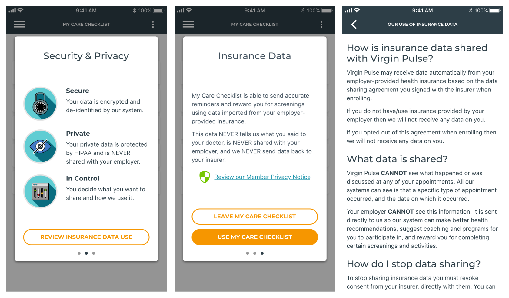 An image of various mobile screens in the security flow.