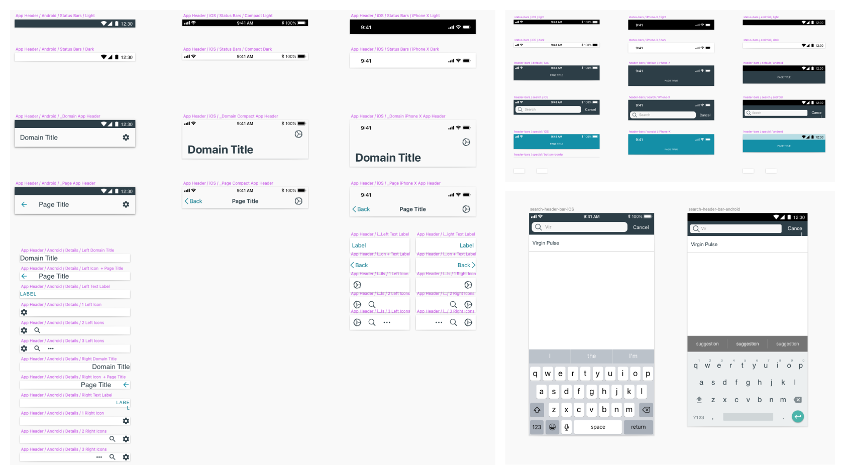 A collection of complementary components I designed and guided development of, based on the principle of letting platform conventions dictate how our approach varied between iOS and Android.