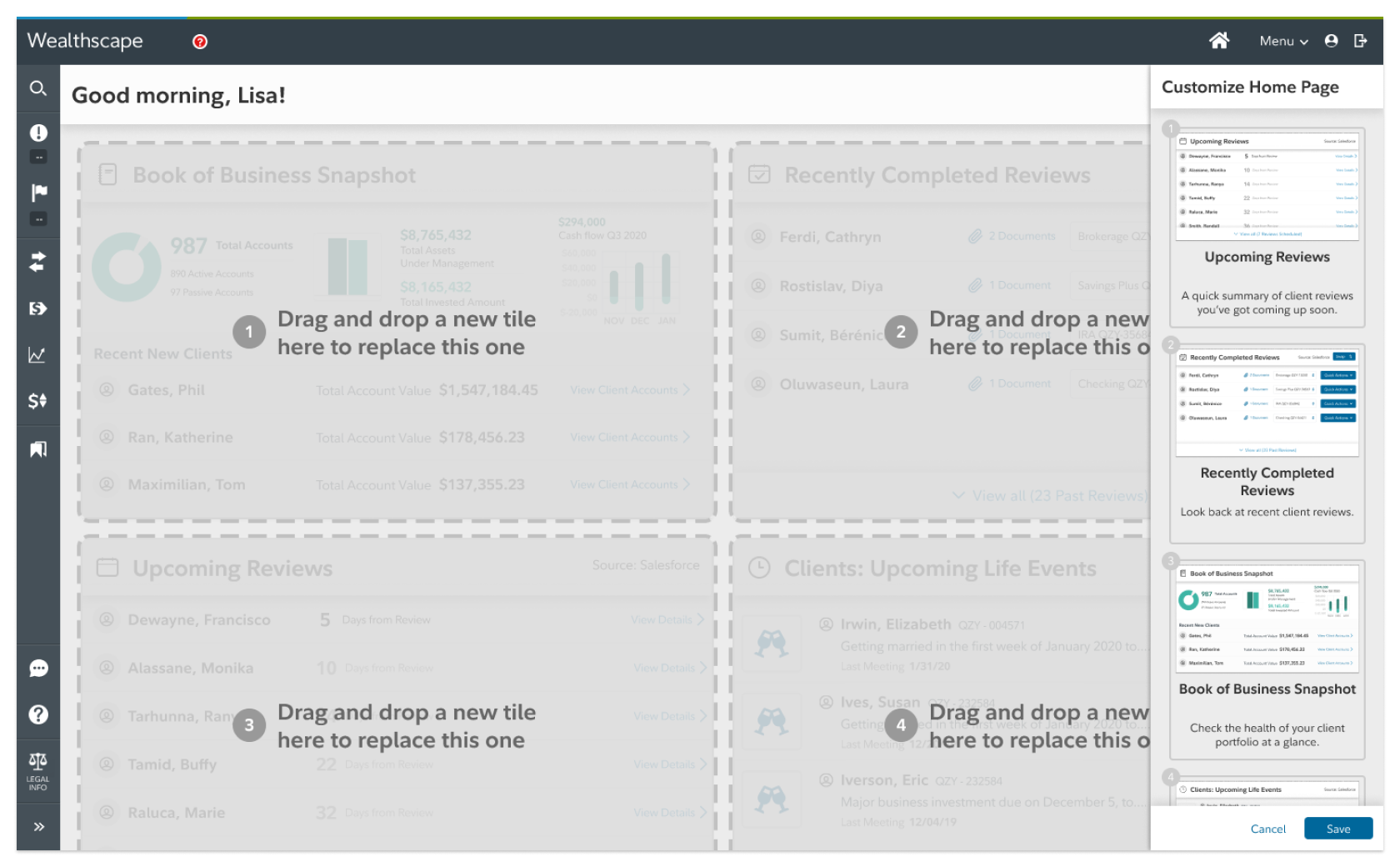 Screenshot of the next configuration prototype, testing different methods.